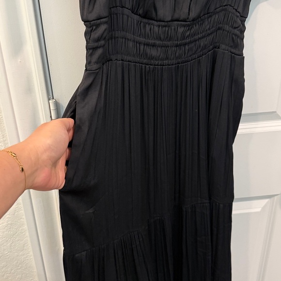 Anthropologie The Somerset Maxi Dress in Black Satin - Picture 10 of 12